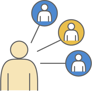 人と人とのつながりを示すシンプルなアイコン風イラスト
